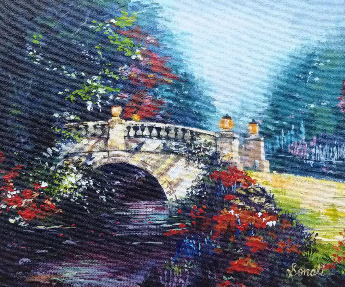 A Garden Bridge Painting