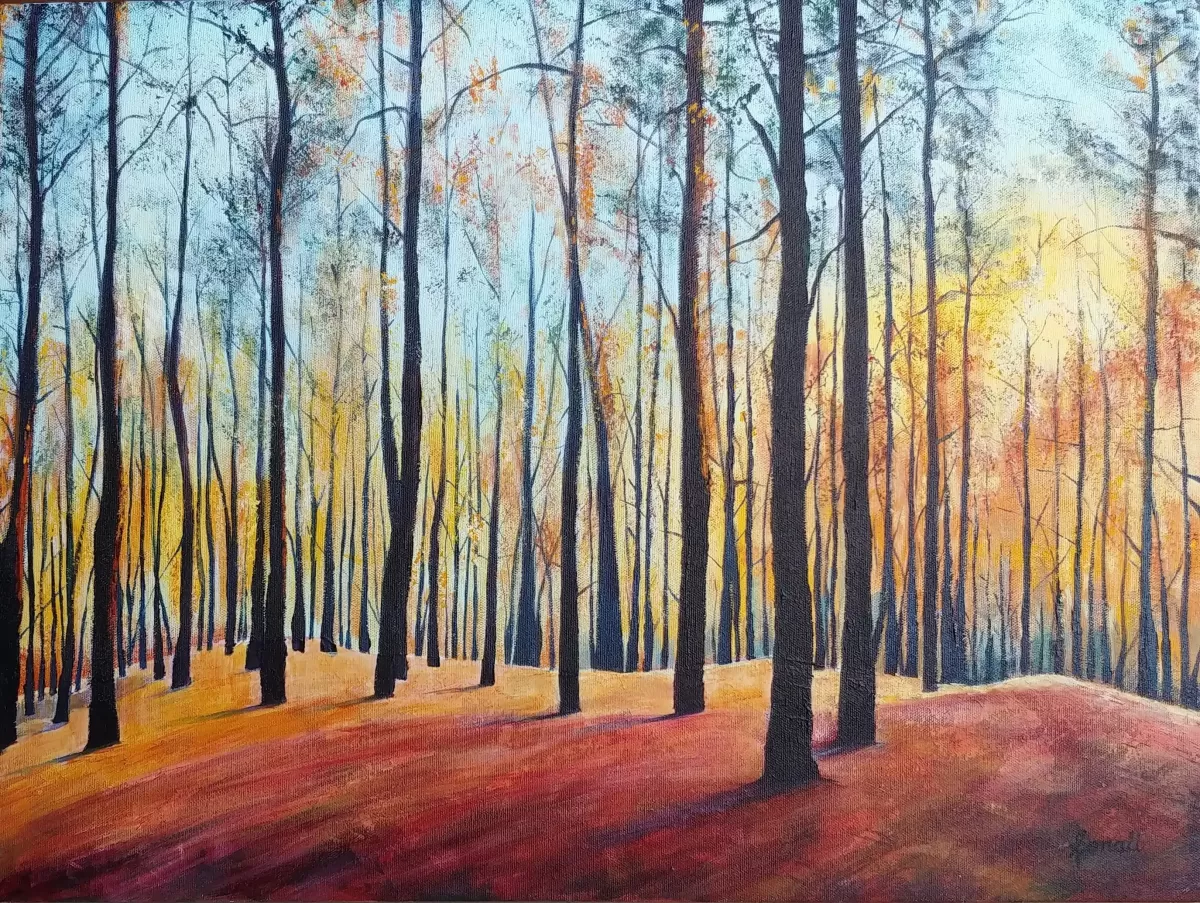 Trees and Red Painting