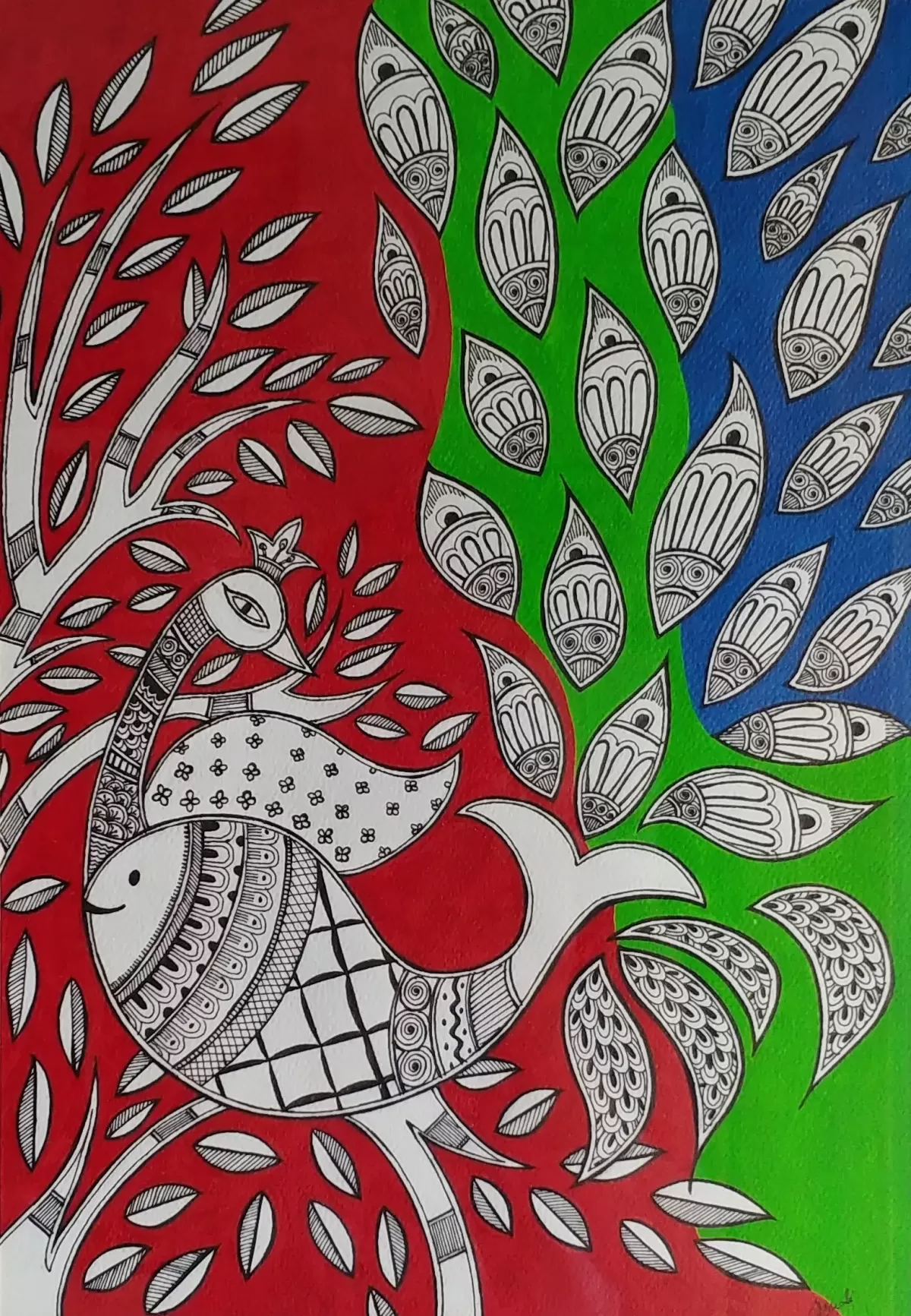 Madhubani Peacock Painting