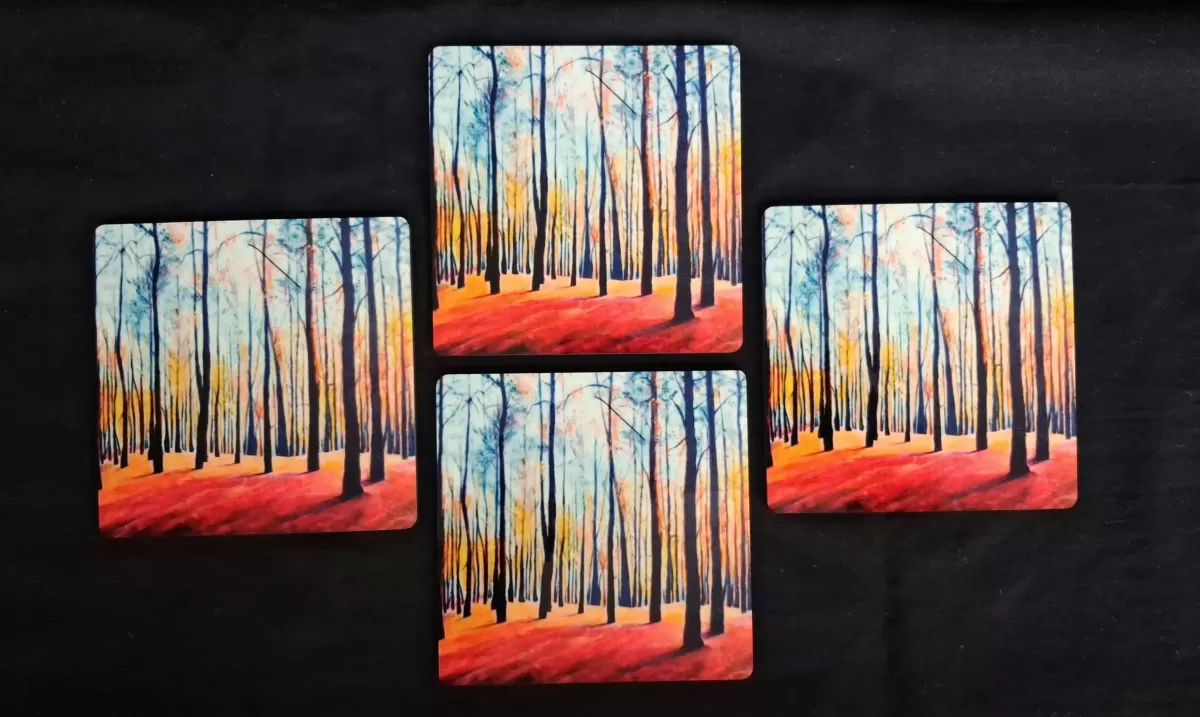 Trees and Red(Premium Tea Coasters) 