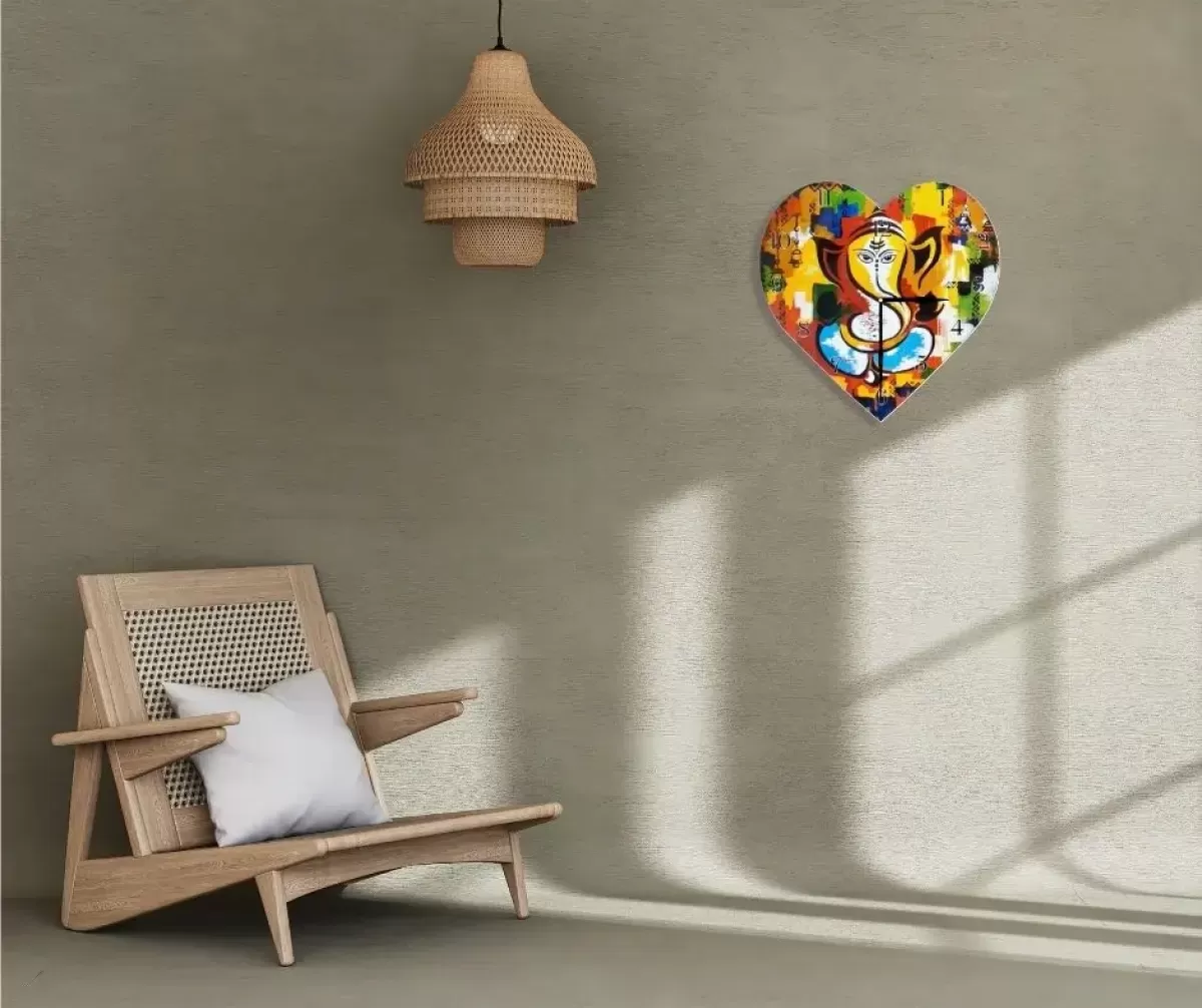 Vakratunda Mahakaya Heart Wall Clock