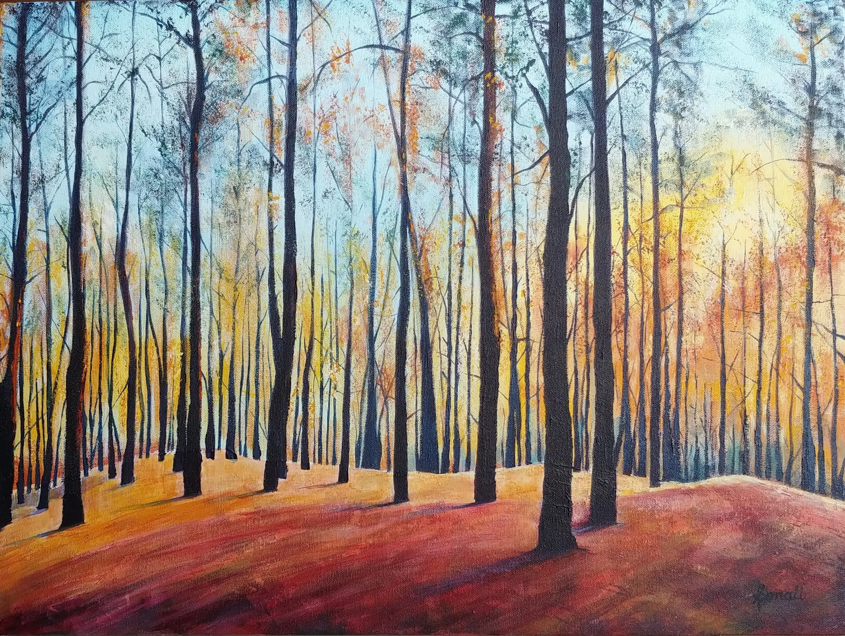 Trees and Red Painting