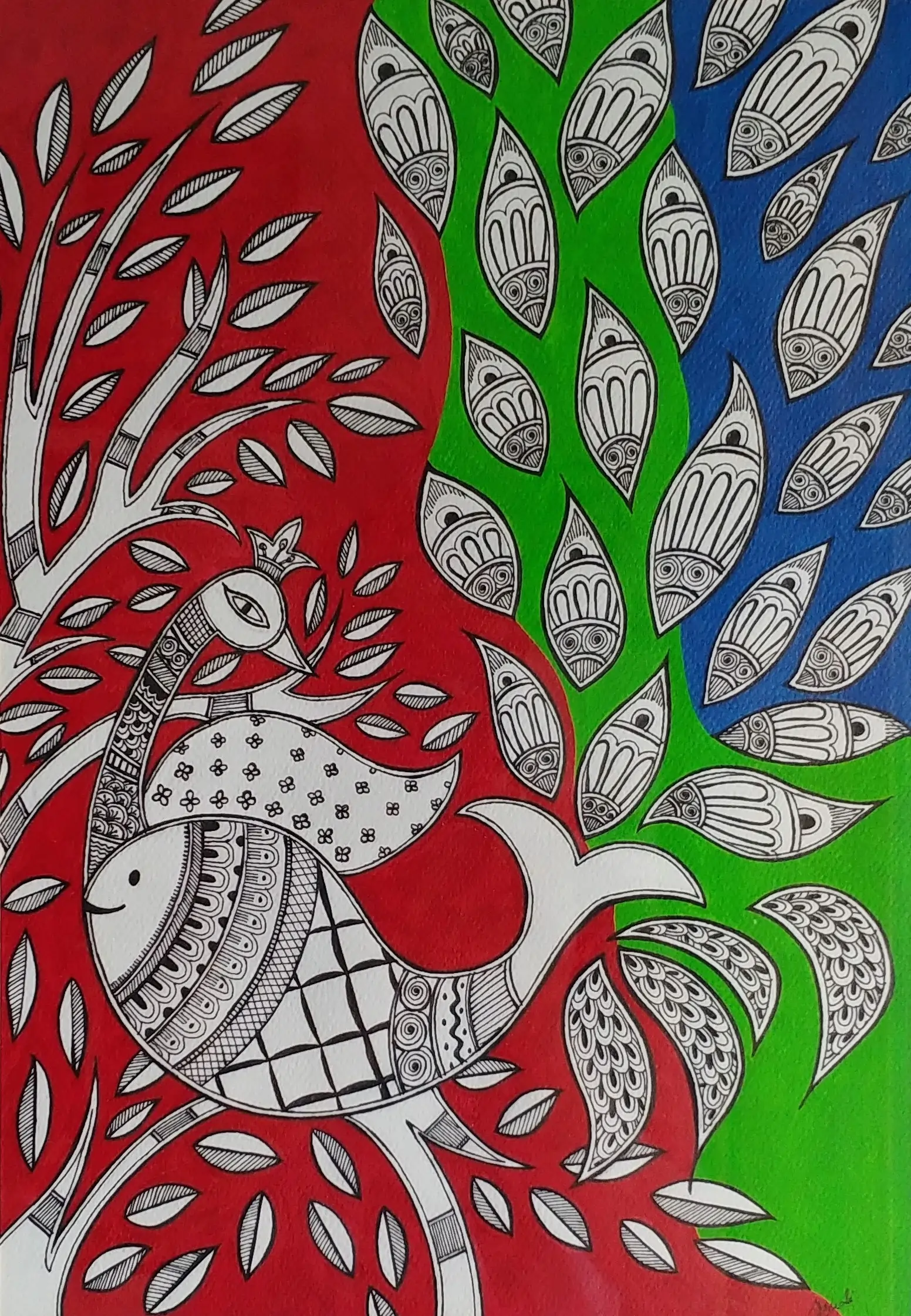 Madhubani Peacock Painting
