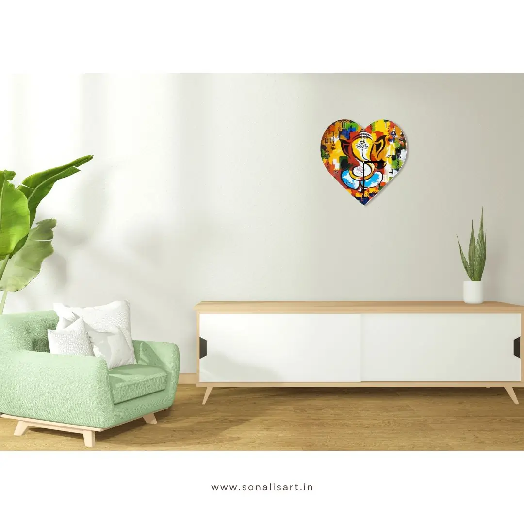 Vakratunda Mahakaya Heart Wall Clock