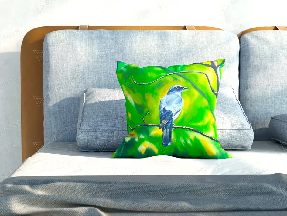 The Cuckooshrike in Kanha  - Multicolor/24"x24"/Pure polyester