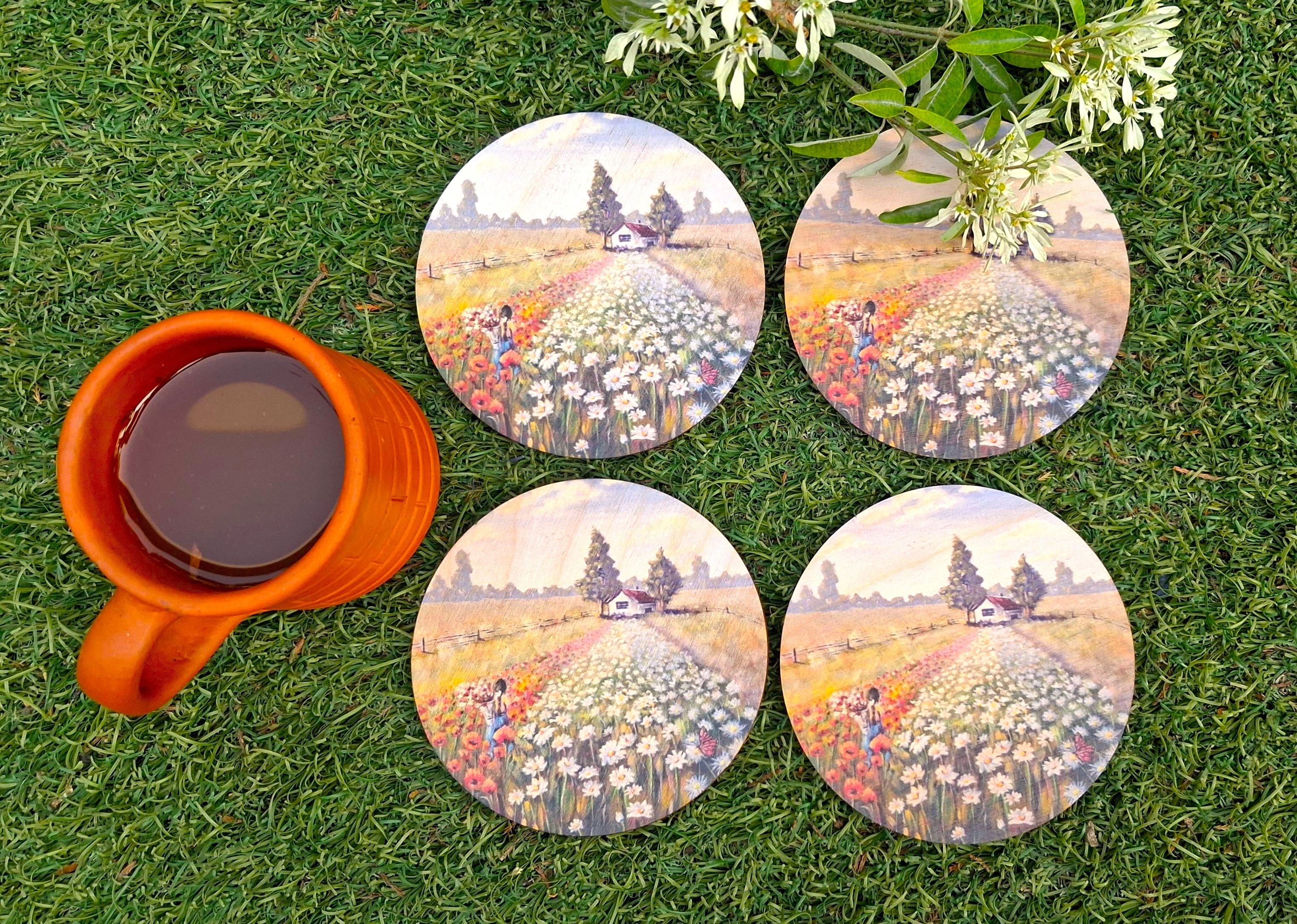 Fields of Bloom - Multicolor/3.5"x3.5"/Birchply (Round shape)